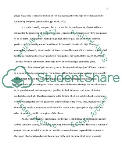 Potential reasons for the increase of gas prices