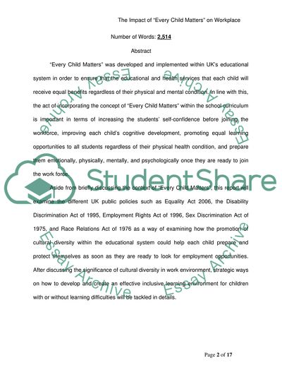 The Impact of Every Child Matters on Workplace