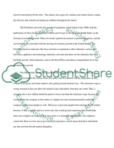 Book Review on Free to Choose: A Personal Statement, by Milton and Rose Friedman