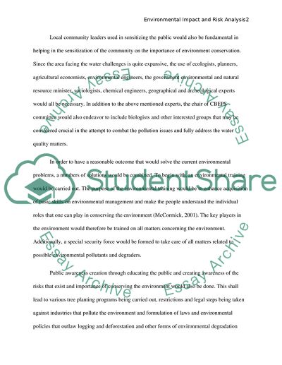 The Intermediate Goal of Determining the Key Payers for Inclusion of a Strategy for Enhancing Water Quality