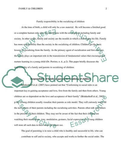 Family Responsibility in the Socializing of Children