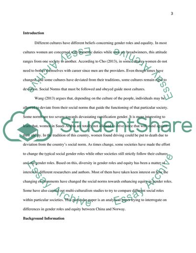 Gender Roles and Gender Equality between Norway and China