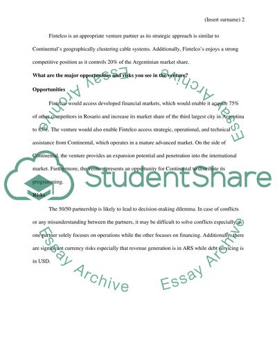 Continental Cablevision Inc./Fintelco Joint Venture