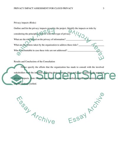 Privacy Impact Assessment for Cloud Privacy