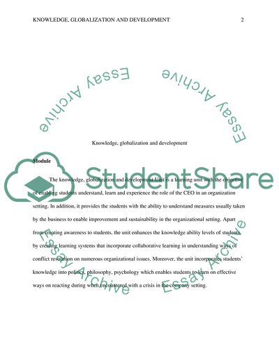 Knowledge, Globalization and Development