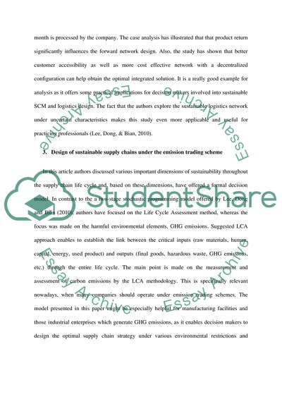 An Annotated Bibliography: Sustainable Supply Chain and Logistics Network Design