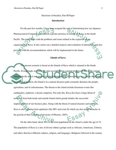 Individual Assignment: Decisions in Paradise. Part III