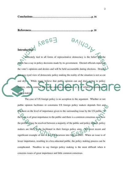 US Public Opinion and Foreign Policy