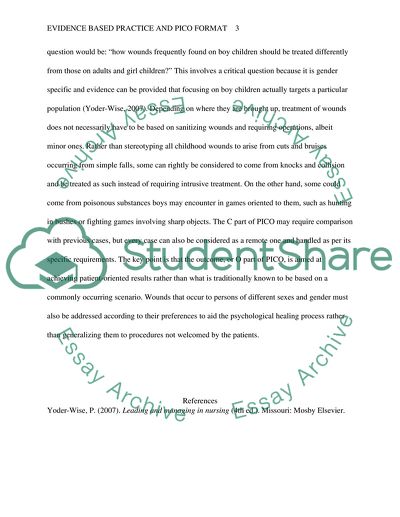 Evidence based practice and PICO format Assignment