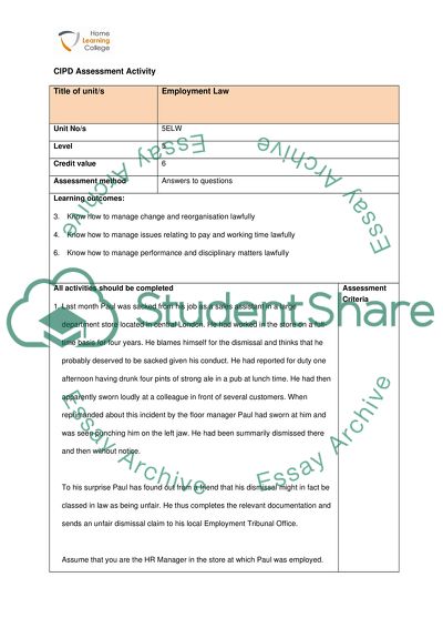 Employment Law Situation with Paul