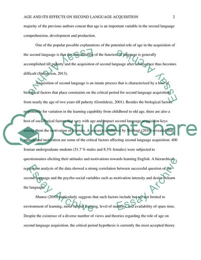 Age and Its Effects on Second Language Acquisition