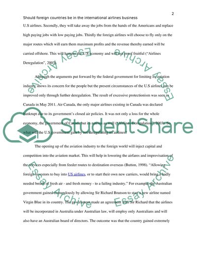 Should foreign governments be in the International Airline Business