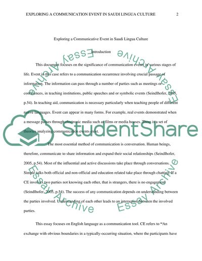 Exploring a Communication Event in Saudi Lingual Culture