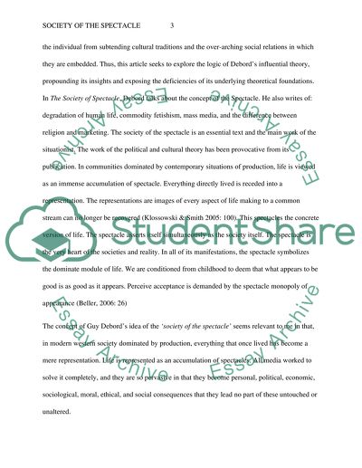 Idea of the Society of the Spectacle by Guy Debord