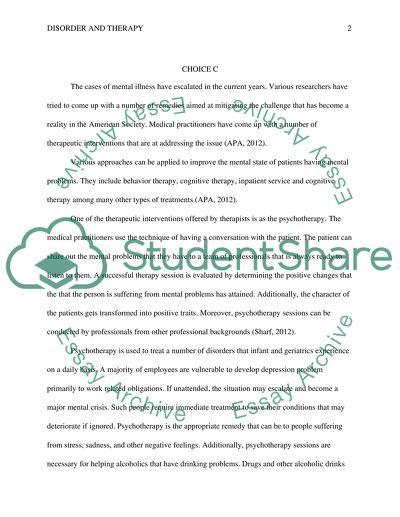 DISORDER AND THERAPHY