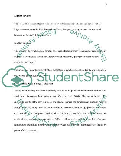 Customer Service Operations and Excellence at the Edge Restaurant