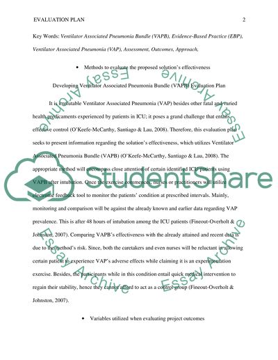 Developing Ventilator Associated Pneumonia Bundle Evaluation Plan