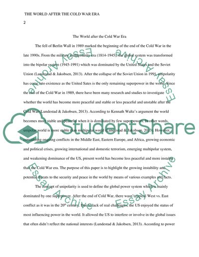 The World after the Cold War Era