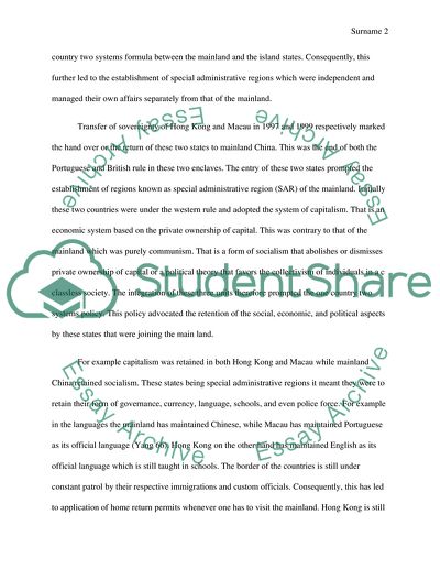 Different Roads to Home: Sovereignty Issue over Hong Kong and Macau