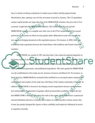 The Creation of the Free Trade Area of the Americas