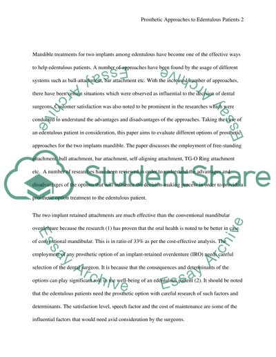 Different Prosthetic Approaches for Implant
