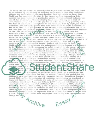 Leaders-Followers Relationships in South-West Airlines