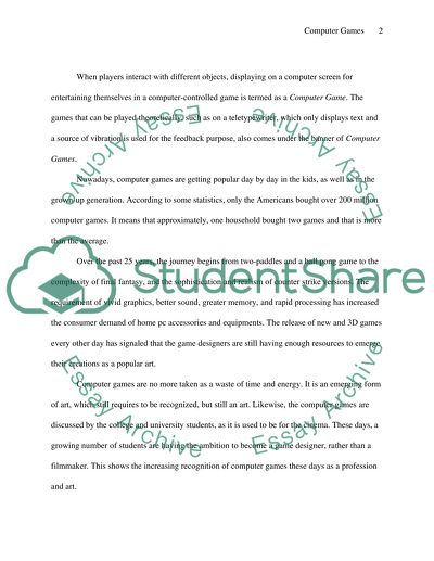 Computer Games as an Emerging Form of Art