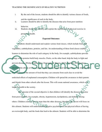 Nutrition in the Early School System