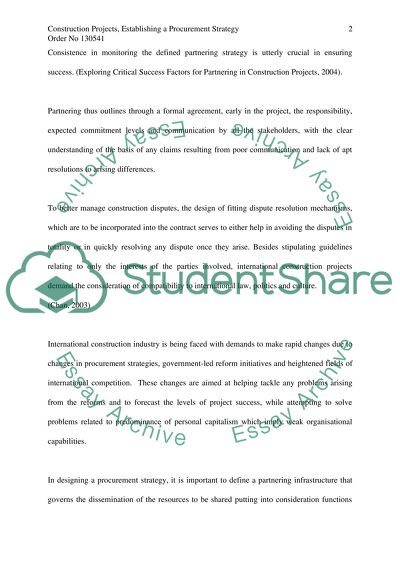 Construction Projects, Establishing a Procurement Strategy