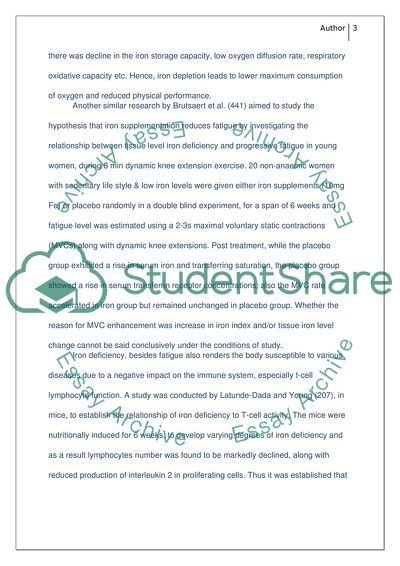 Iron Deficient Person and Fatigue and Illness