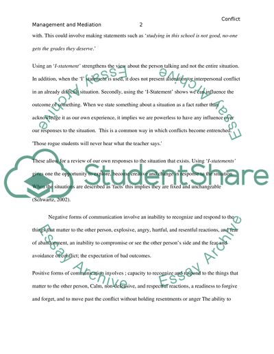 Conflict managment and mediation : I-Statements