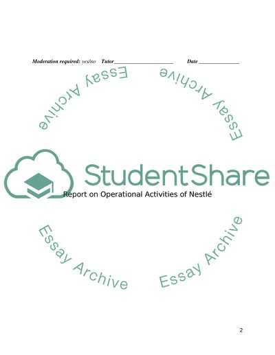 Operational Activities of Nestle
