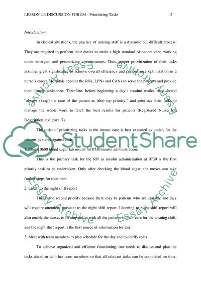 Nursing Tasks Prioritization