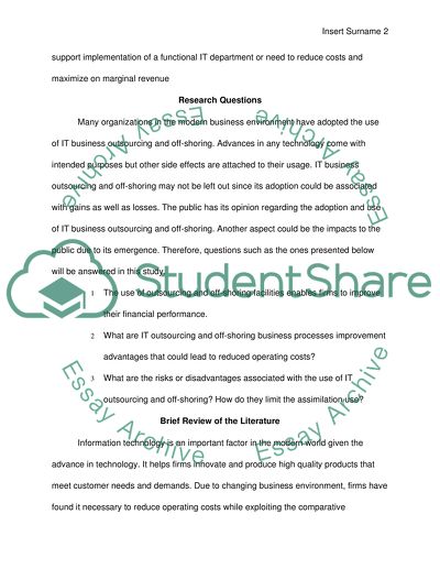 Impact of IT Outsourcing and Off-shoring on Companies