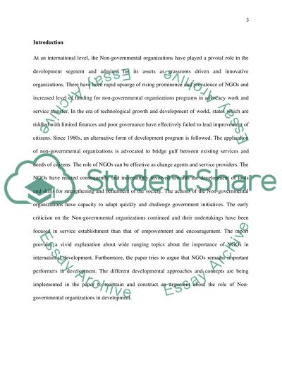 Critique of the Role of NGOs in Further Development