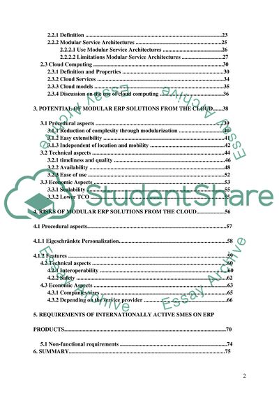 Modularization of ERP Services in the Context of Cloud Computing