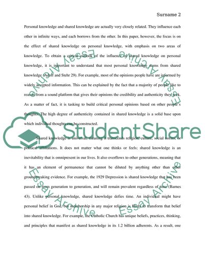 How Shared Knowledge shapes Personal Knowledge