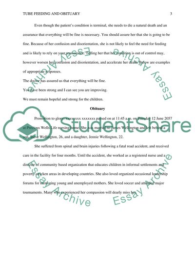 Tube Feeding Question and Obituary