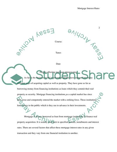Factors Affecting Mortgage Interest Rates