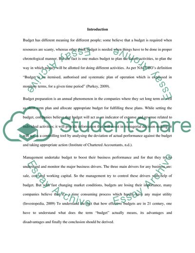 Manging Finance: The Concept of Budget and Budgeting