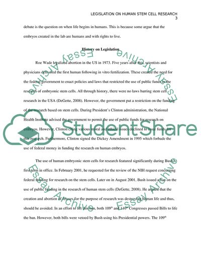 Legislation on Human Stem Cell Research