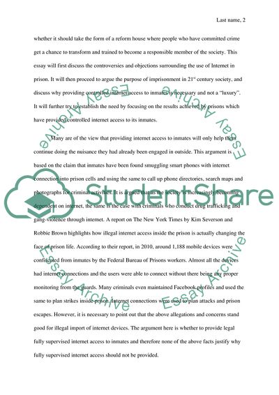 Prisoners Should Be Provided with Supervised Internet Access Inside Prison