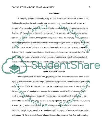 Role of Social Workers in Graying America