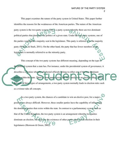 The Nature of the Party System in the United States