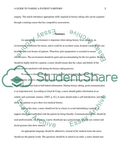 Guide to Taking Patients History