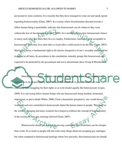 The Analysis of the Marriage among Homosexuals
