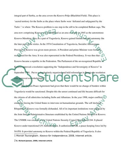 Legality of Kosovos Declaration of Independence under International Law