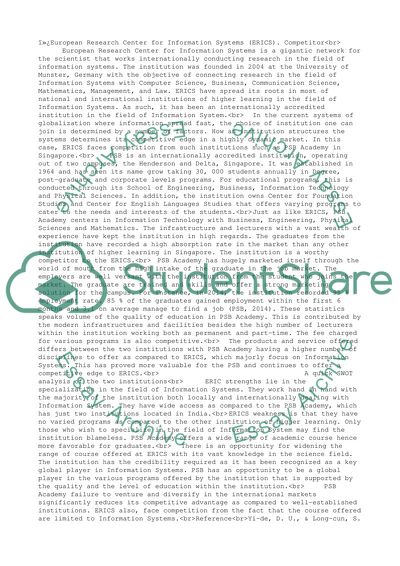 European Research Center for Information Systems (ERICS) and its Competitors