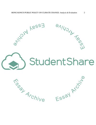 Hong Kongs Public Policy for Climate Change