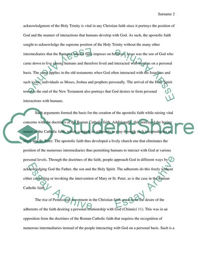 Difference between Roman Catholic and Apostolic Faith